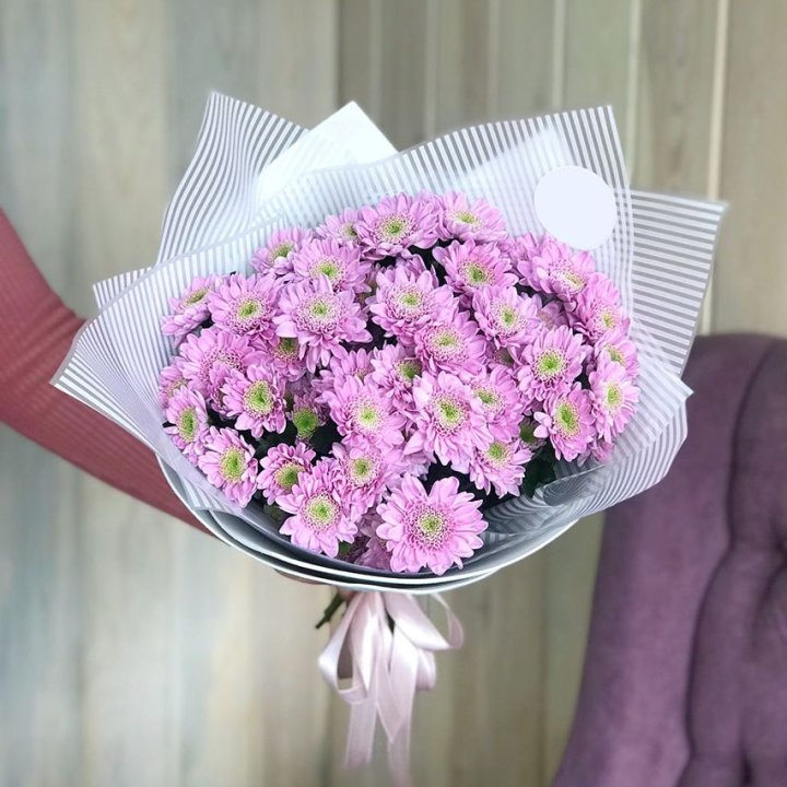 Букет розовых хризантем в Якутске