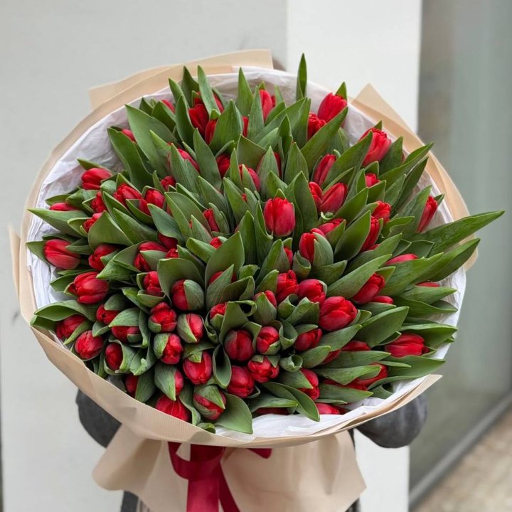 101 красный тюльпан в Якутске