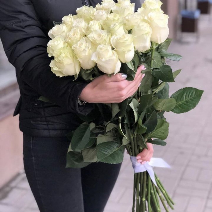 Голландские розы белые в Якутске