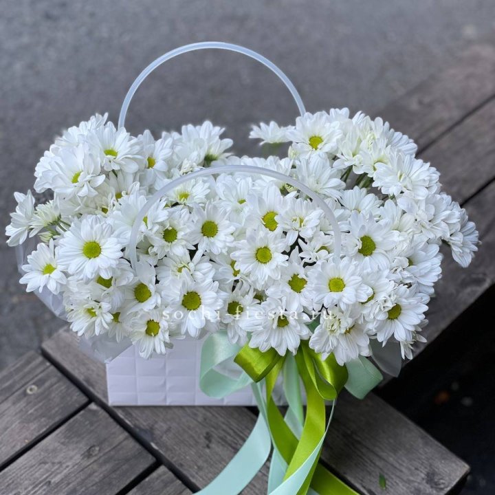 Сумка с хризантемами ромашками в Якутске