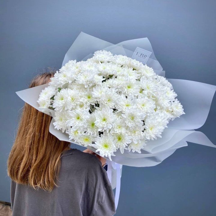 Букет хризантем "Белая снежинка" в Якутске