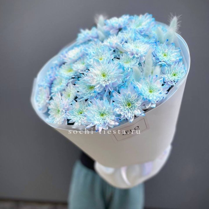  Букет нежно-голубых хризантем  в Якутске
