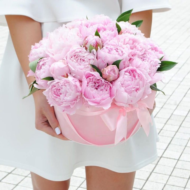 Пионы в шляпной коробке в Якутске