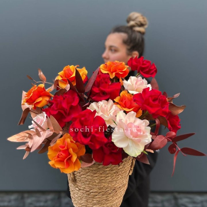 Авторский бокс "Роксана" в джутовом кашпо в Якутске