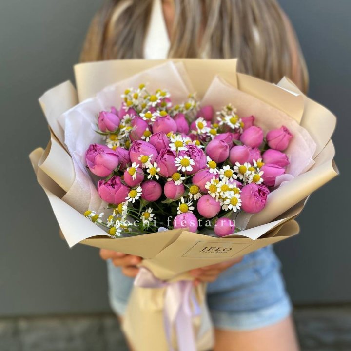 Дуобукет мисти с ромашками  в Якутске