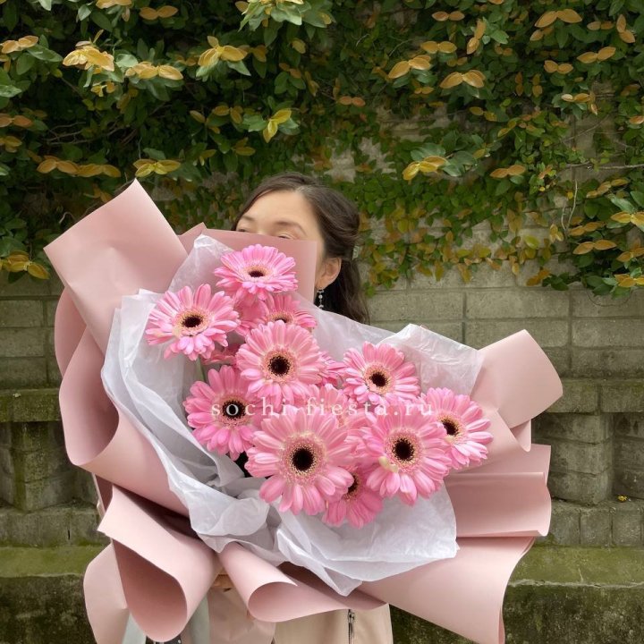 13 розовых гербер в Якутске