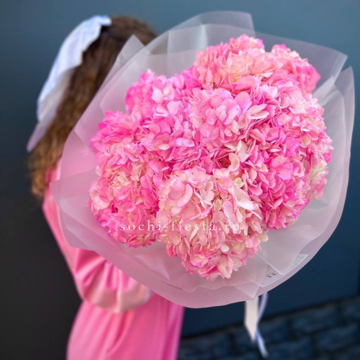 7 ярко розовых гортензий в Якутске