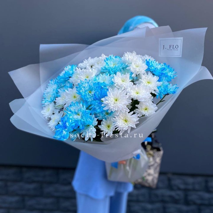 Букет хризантем "Голубая снежинка" в Якутске