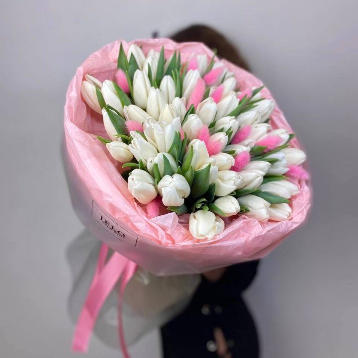 51 белый тюльпан "Рози" в Якутске