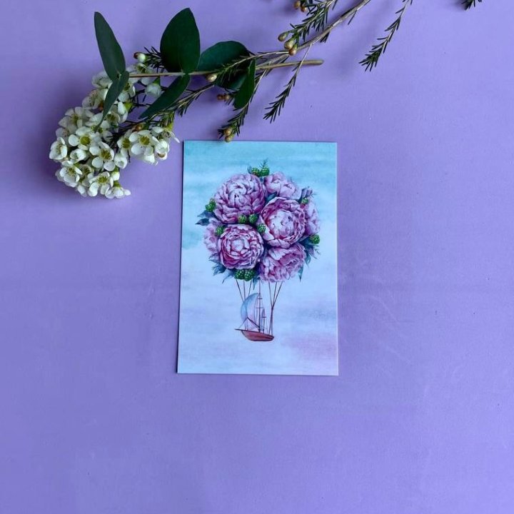 Открытка к букету "Пион" в Якутске