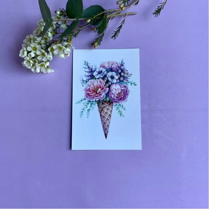 Открытка к букету "Цветочно-кремовый" в Якутске