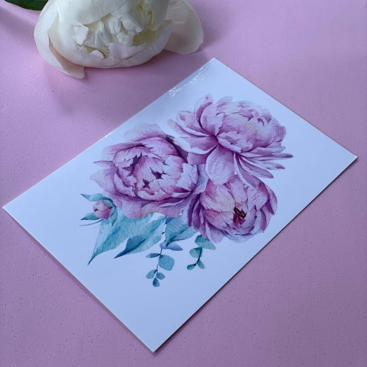 Открытка к букету "Пионы" в Якутске