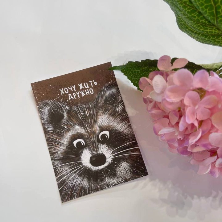 Открытка к букету "Енотик" в Якутске