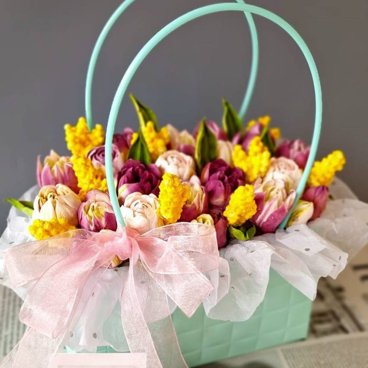 Тюльпаны в сумочке из зефира в Якутске