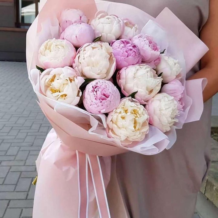 Букет пионов "Маршмелоу" в Якутске