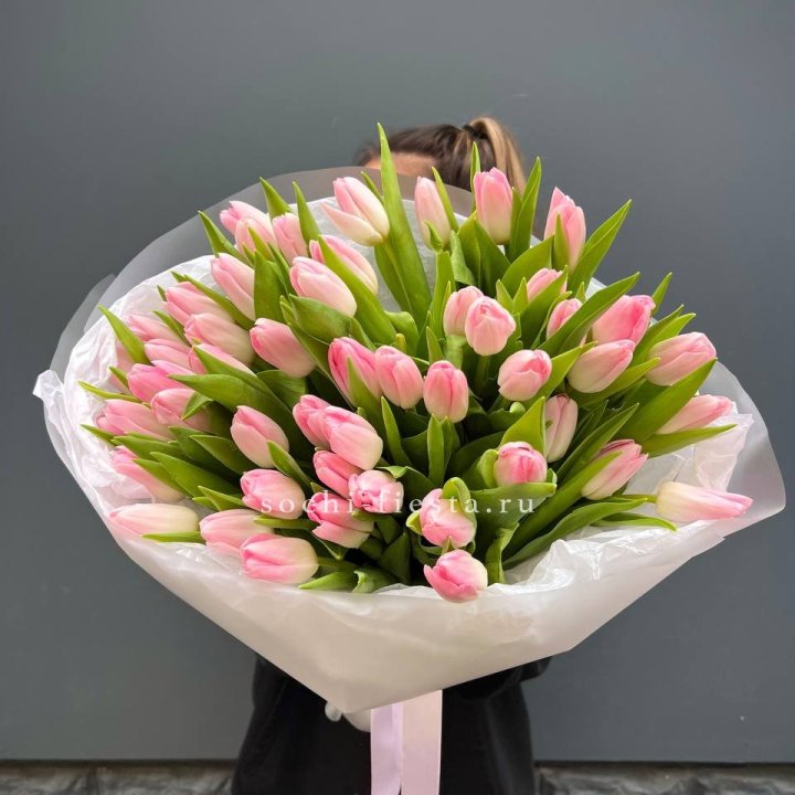 Букет тюльпанов нежно-розовых в Якутске
